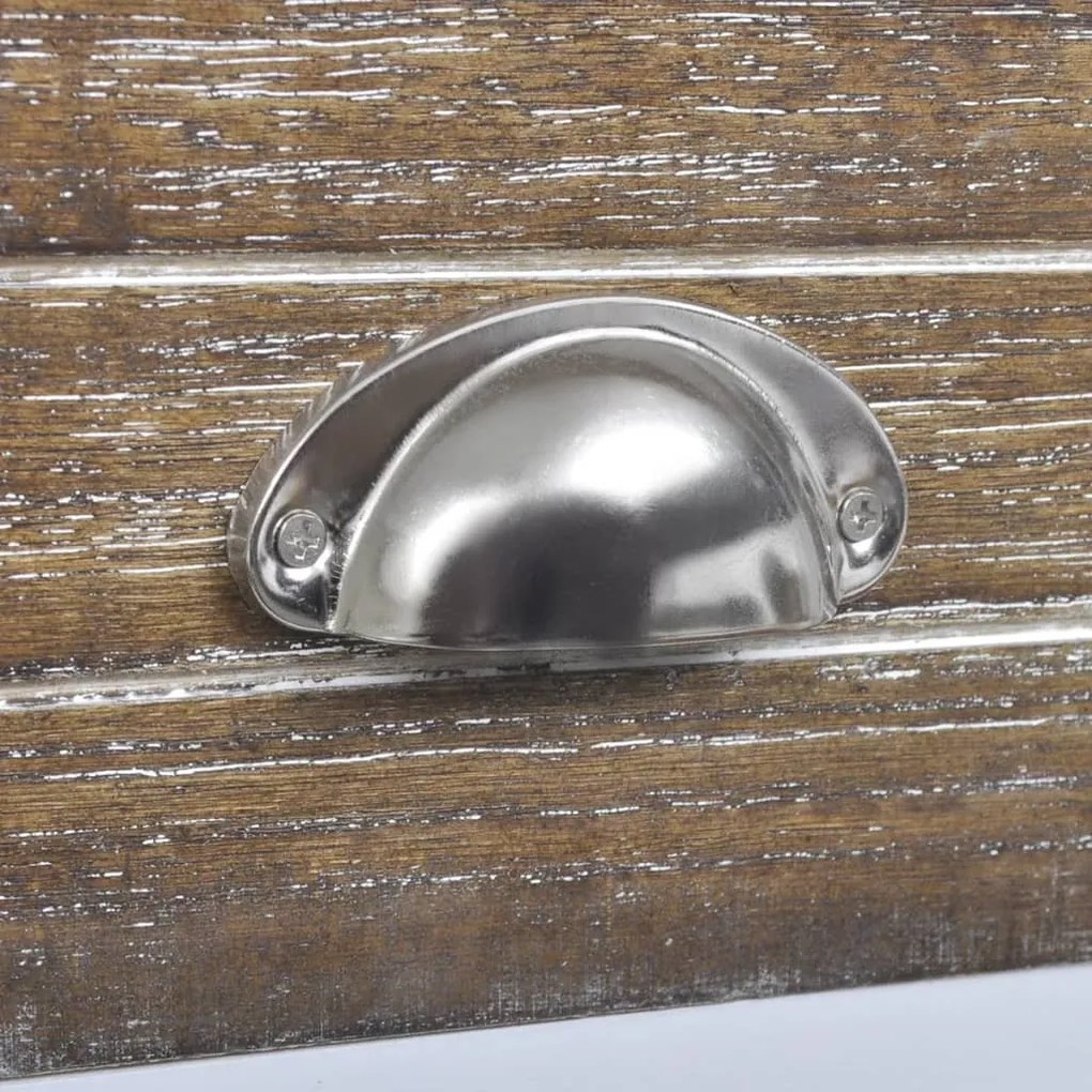Mesa de cabeceira com 1 gaveta, castanho e branco