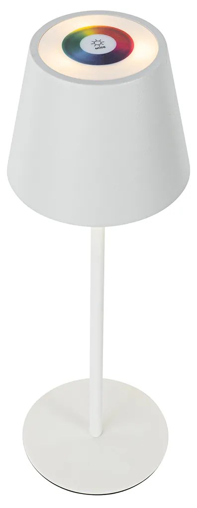 Conjunto de 2 candeeiros de mesa branco com dimmer e recarregável RGBW - Murdock