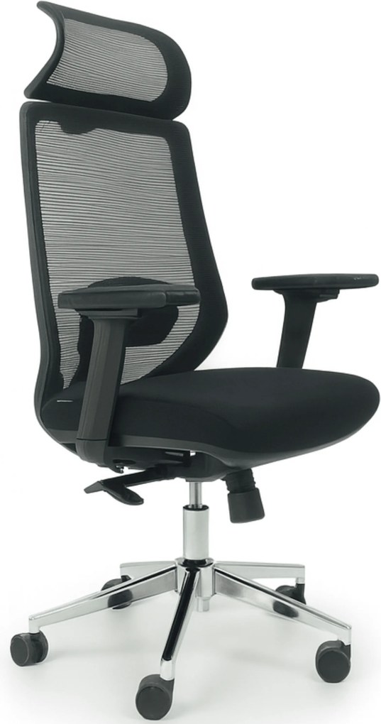 Cadeira Executiva Riga Preta Ergonómica com Encosto Alto e Apoio de Cabeça