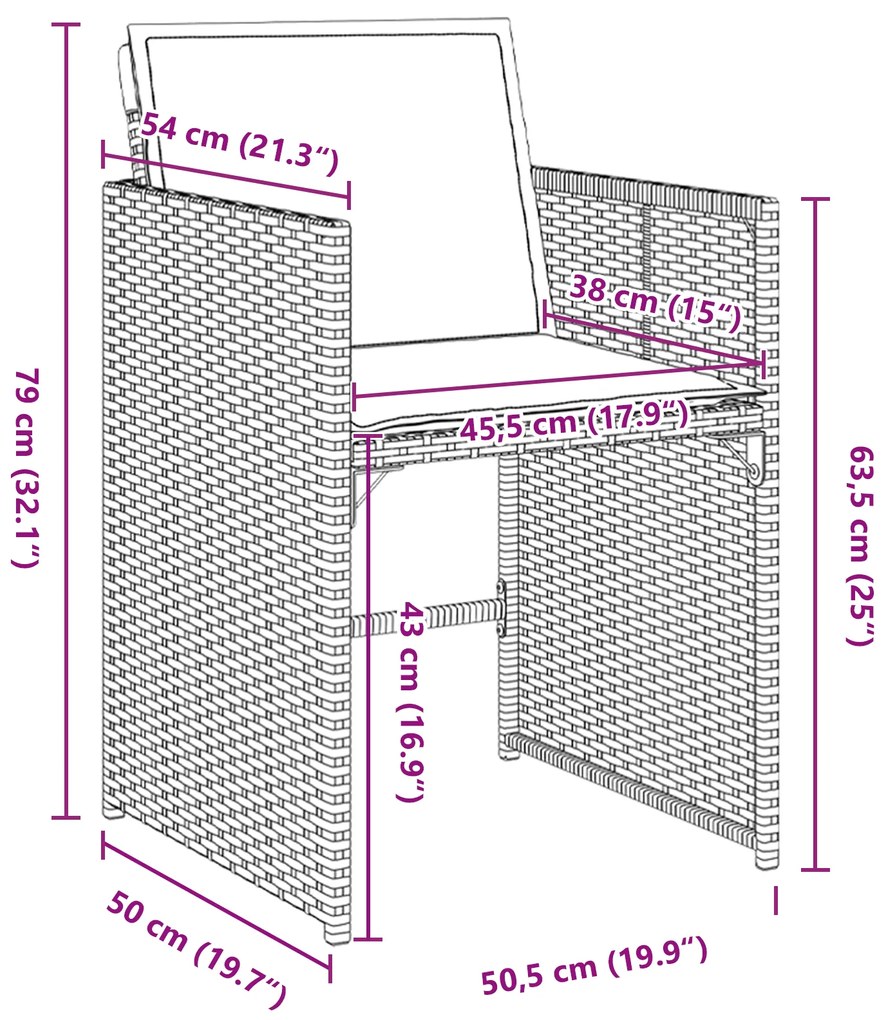 Conjunto de Jantar de Jardim de 5 Peças com Almofadas em Rattan Polipr