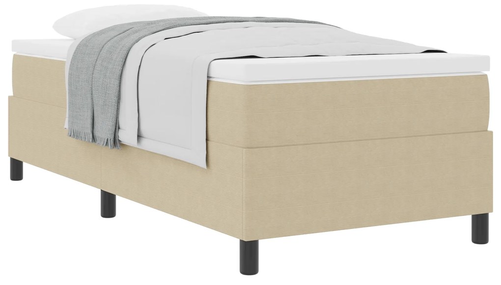 Cama Box com Colchão Verde Claro Cinza 100x200 cm Tecido de Veludo