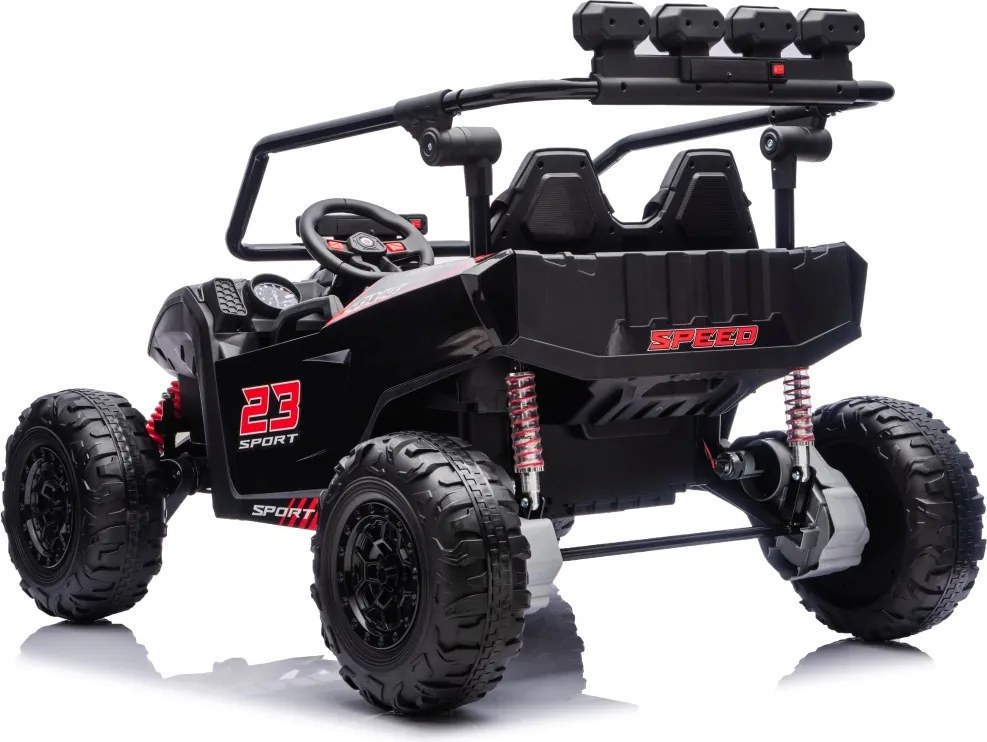 Buggy elétrico para Crianças 24V, 4x200W, 2 lugares TURBO 23, Rodas Espuma EVA, Assento Couro ecológico Preto