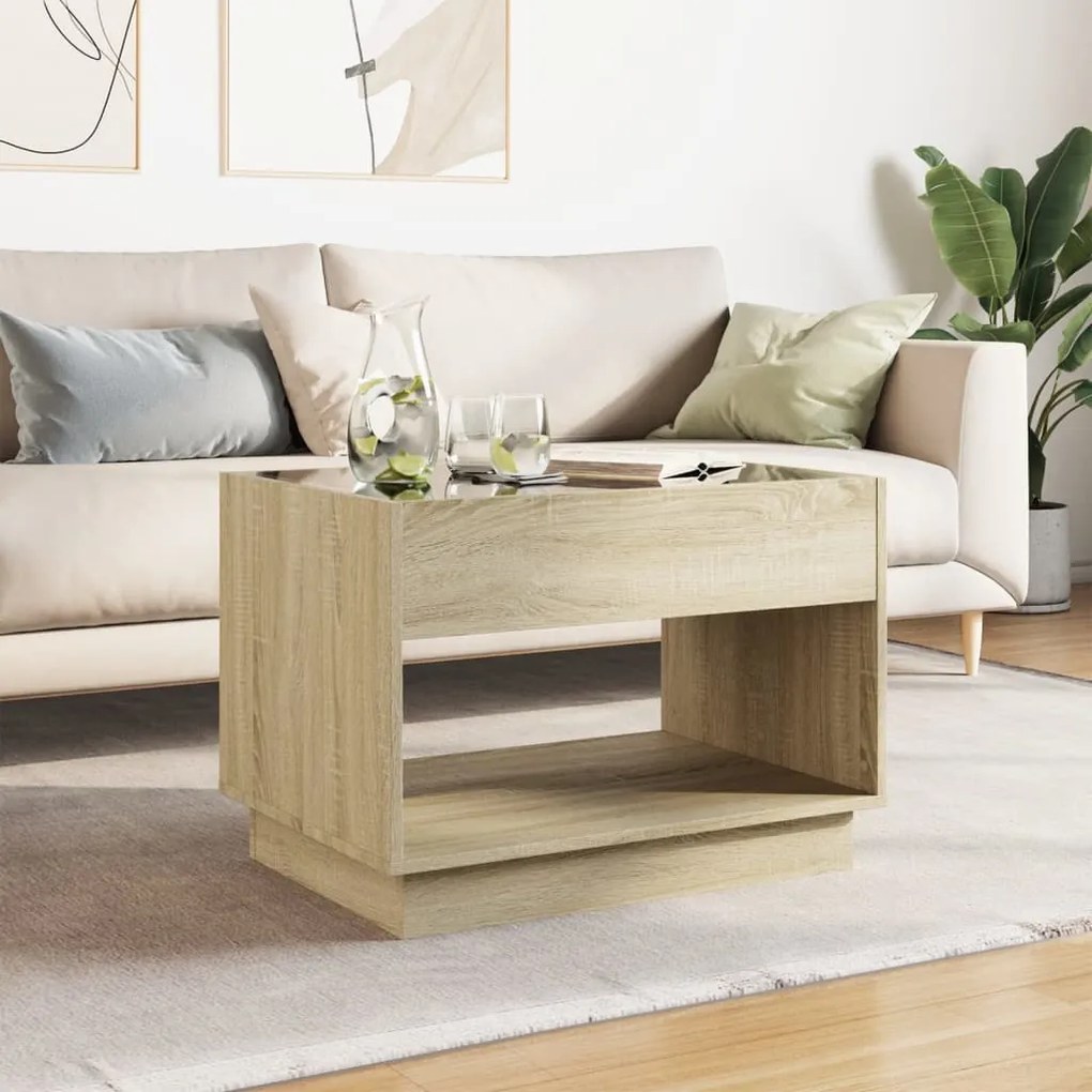 Mesa de centro luzes LED Infinity 70x50x50 cm carvalho sonoma