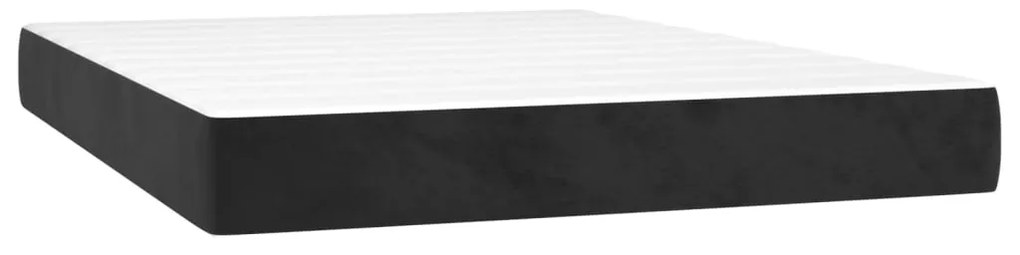 Cama box spring c/ colchão/LED 140x200 cm veludo preto