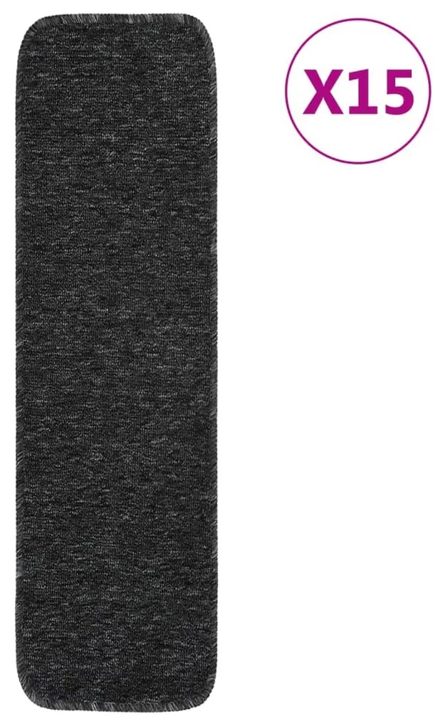 vidaXL Tapetes antiderrapantes retang. escadas 15pcs 75x20cm antracite