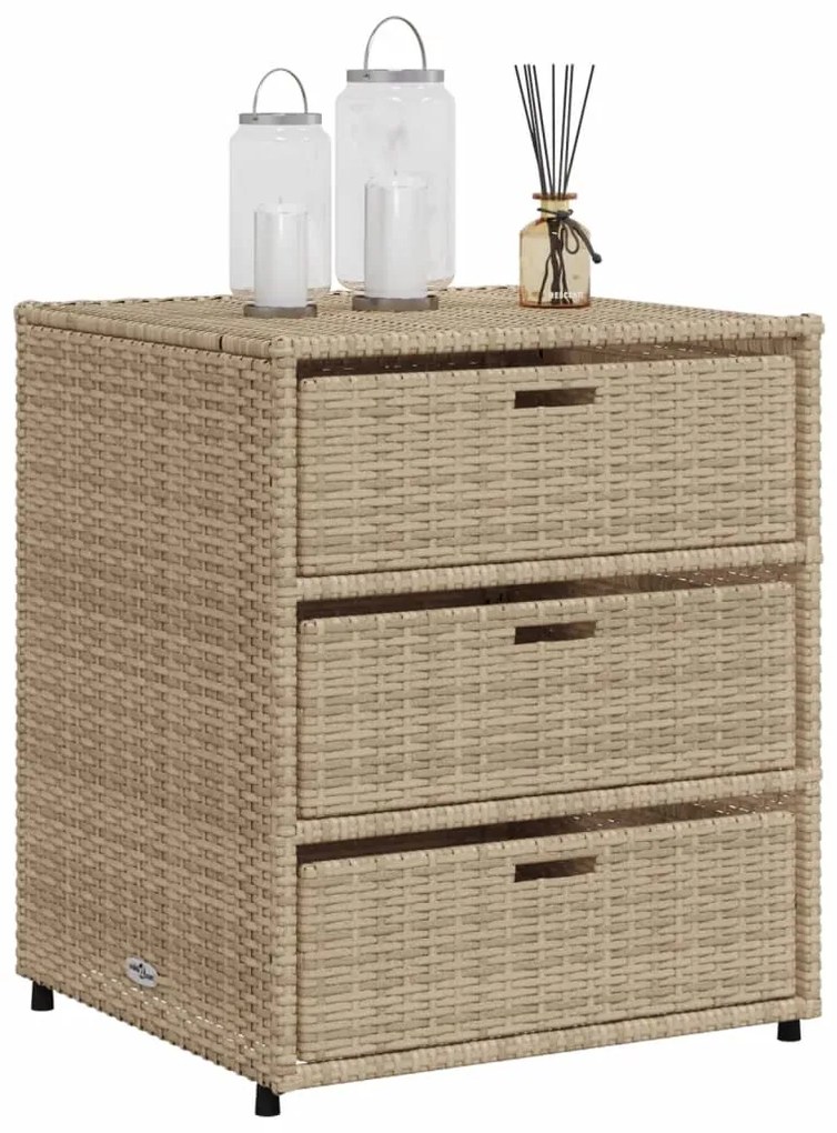 Armário de arrumação para jardim 55x59x69 cm vime PE bege