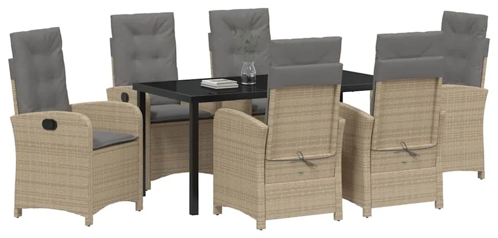 Conjunto de Jantar de Jardim com Almofadas Bege Rattan PE
