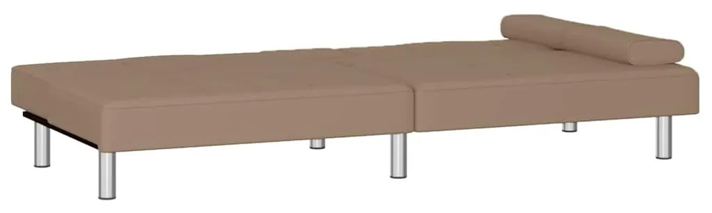 Sofá-cama c/ suporte para copos couro artificial cor cappuccino