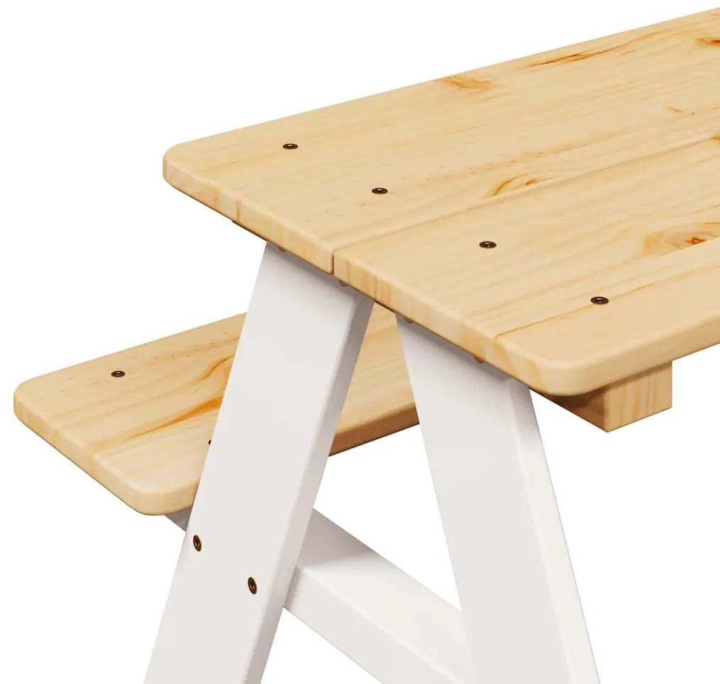 Mesa para crianças c/ bancos 90x79,5x50cm madeira maciça branco
