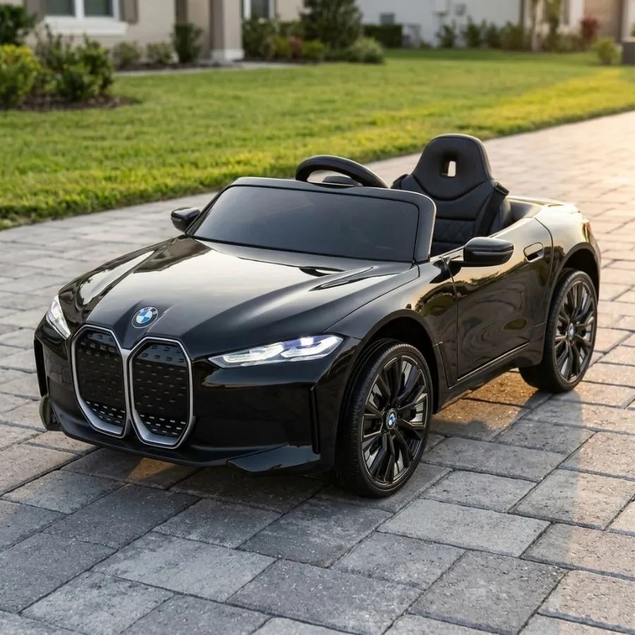 Carro elétrico para crianças BMW I4 12V 2.4G, Rodas borracha Preto