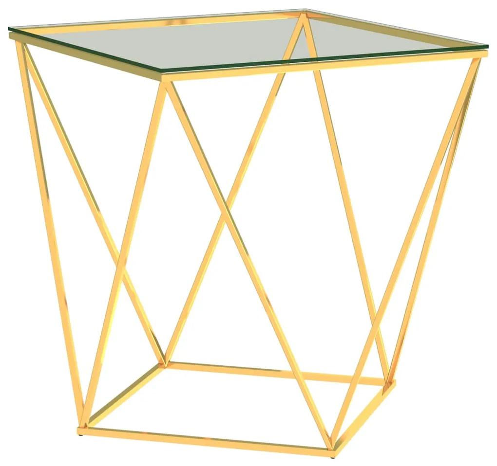 Mesa de centro 50x50x55cm aço inoxidável dourado e transparente