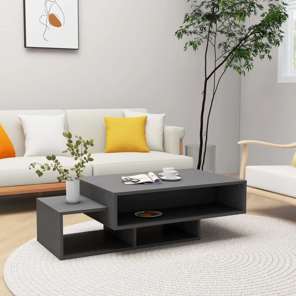 vidaXL Mesa de centro 105x55x32 cm contraplacado cinzento