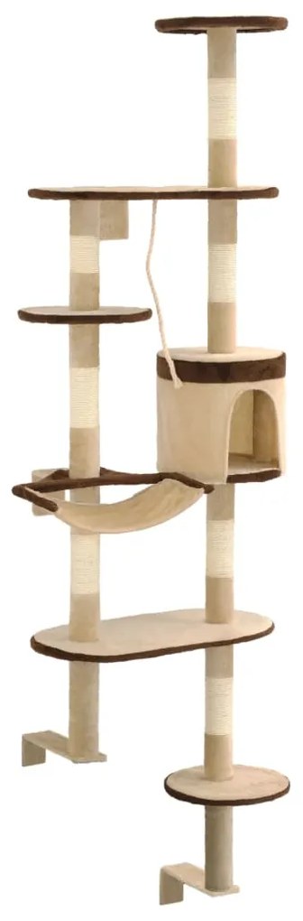 Árvore p/ gatos parede arranhadores sisal 194 cm bege/castanho