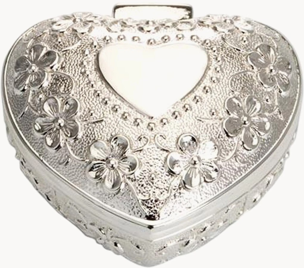 Caixa para joias banhada a prata Heart