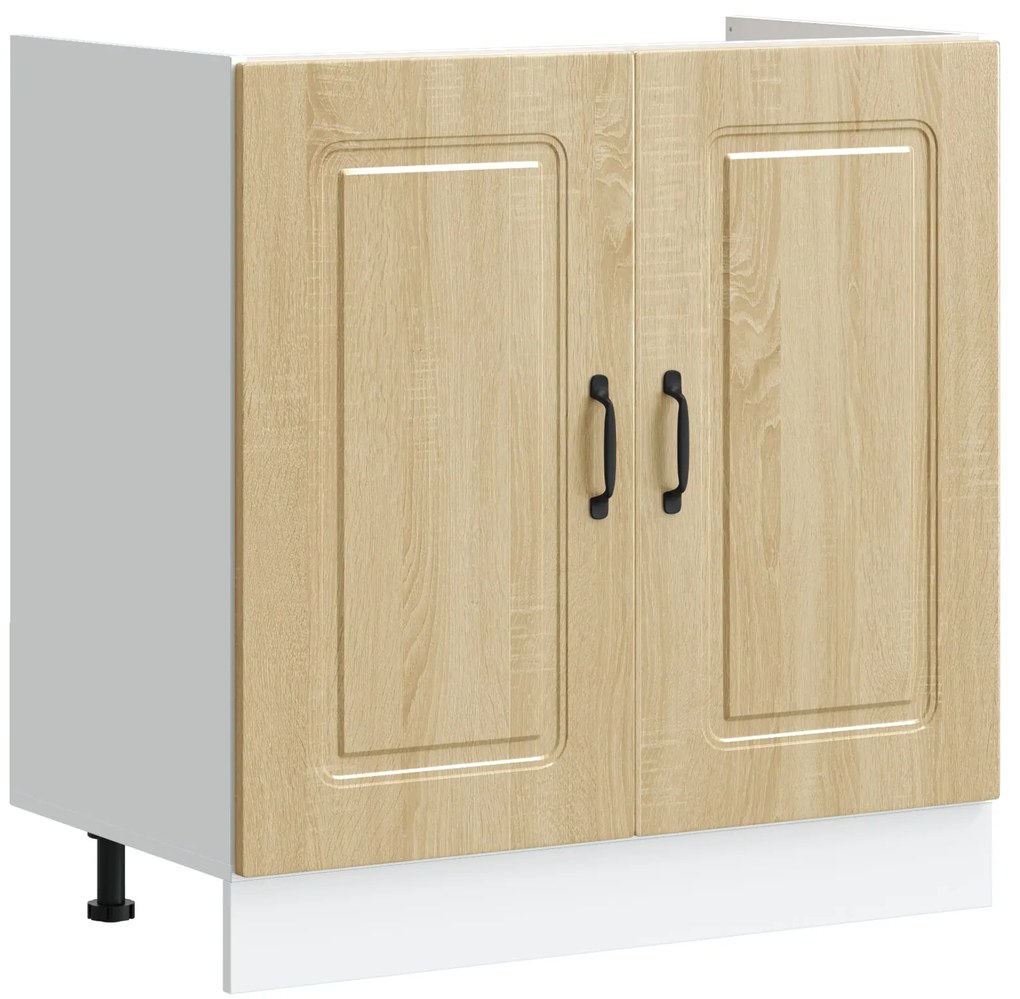 Gabinete de Cozinha vidaXL "Kalmar" com Duplas Pias em Carvalho Sonoma