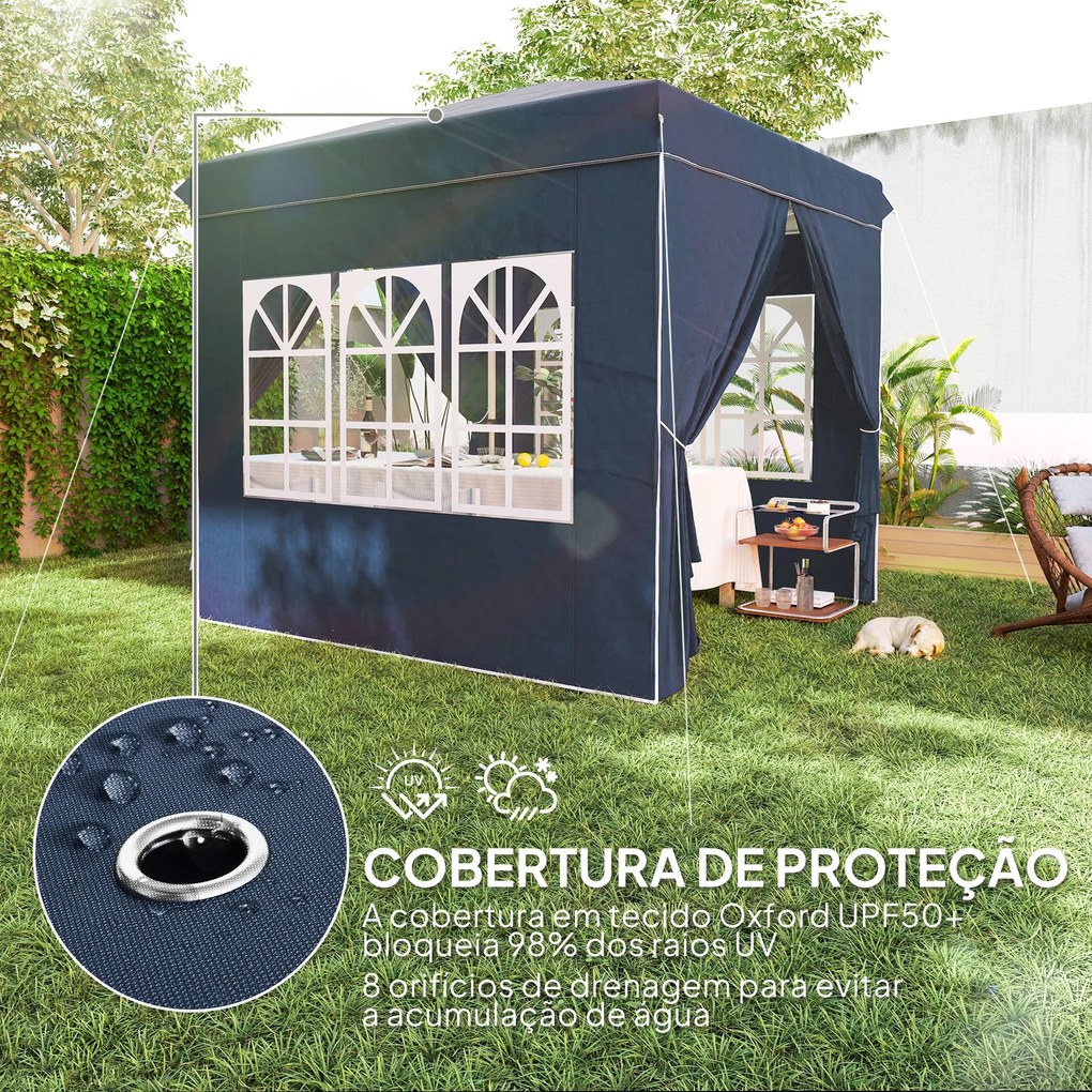Tenda Dobrável Pop-Up Tenda 248x248x270 cm com 4 Paredes Laterais Anti