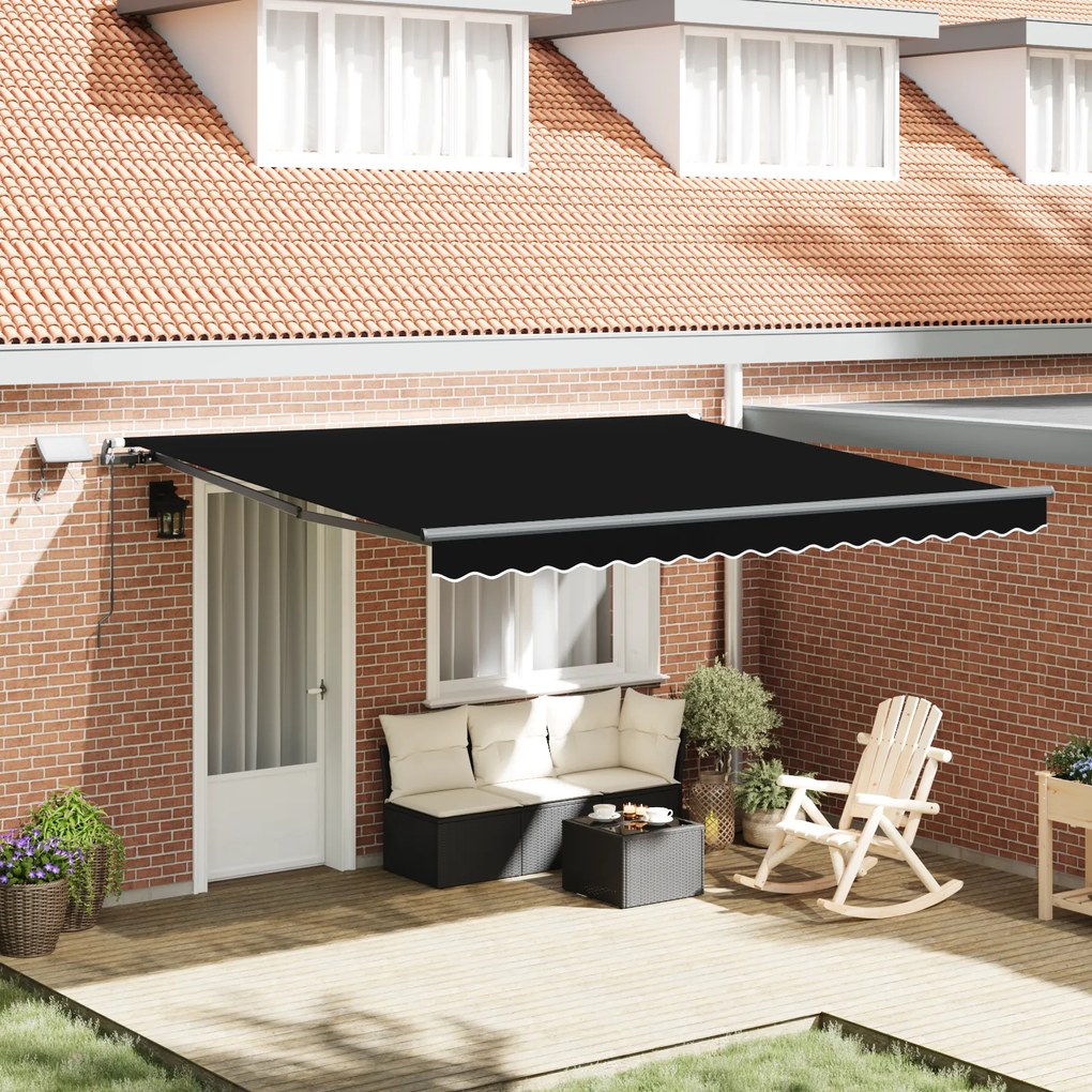 Toldo Retrátil Manual vidaXL com LED Preto 400x300 cm