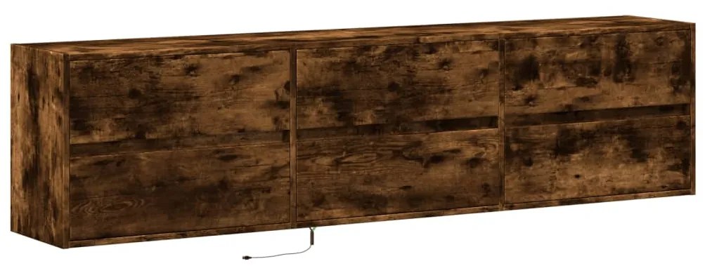 Móvel de parede p/ TV c/ luzes LED 180x31x45 cm carvalho fumado