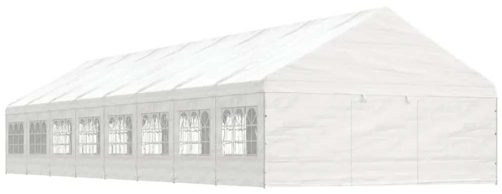 Gazebo com telhado 17,84x5,88x3,75 m polietileno branco