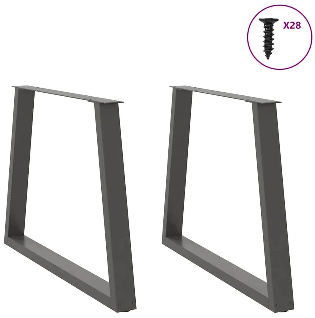 Pés para mesa de jantar em forma de V, 2 peças, antracite, 90x (72-73,