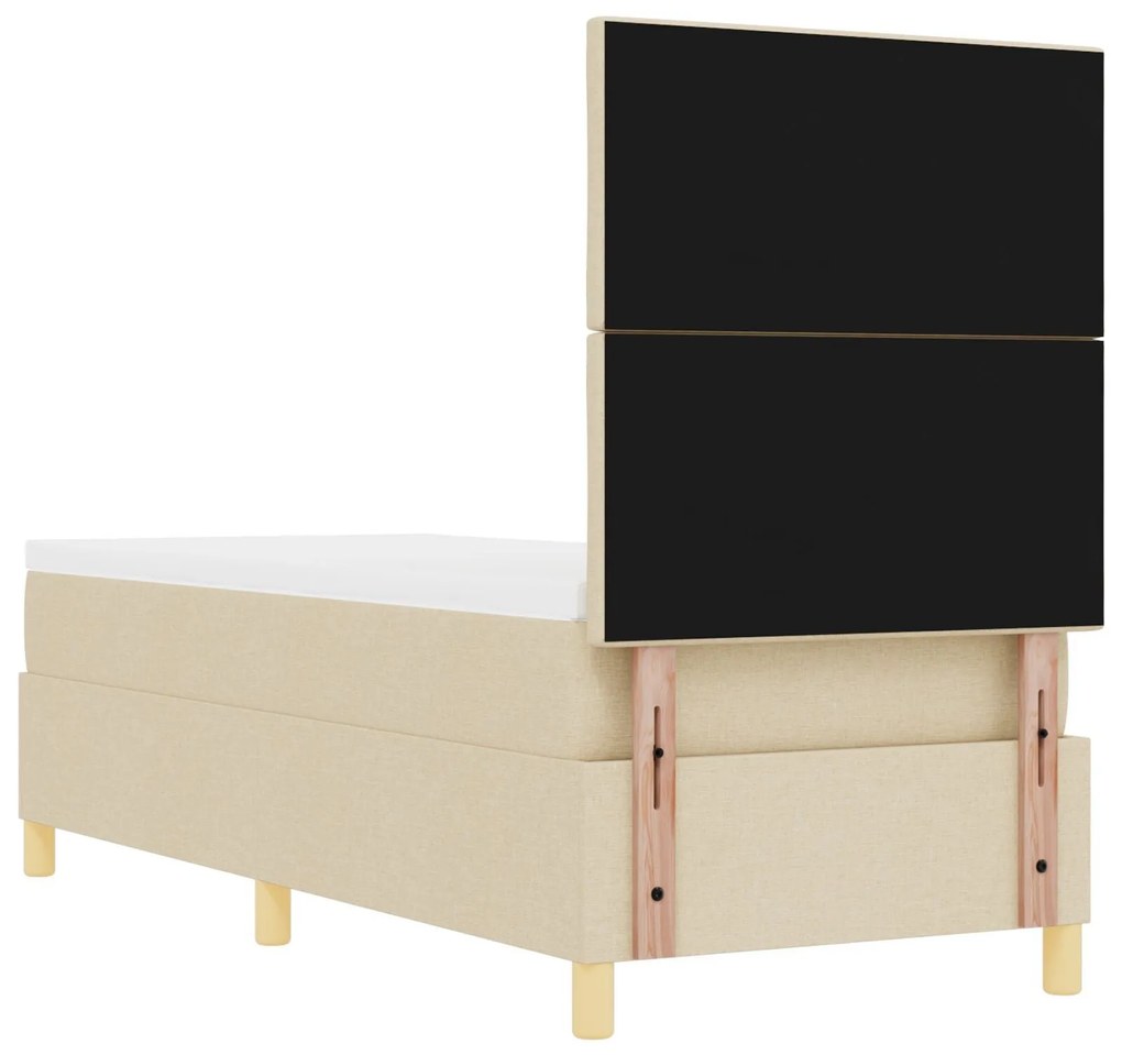 Cama Box Spring com Colchão & LED Creme 80x200 cm Tecido