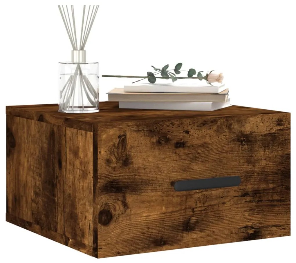 Mesa de cabeceira de parede 35x35x20 cm cor carvalho fumado