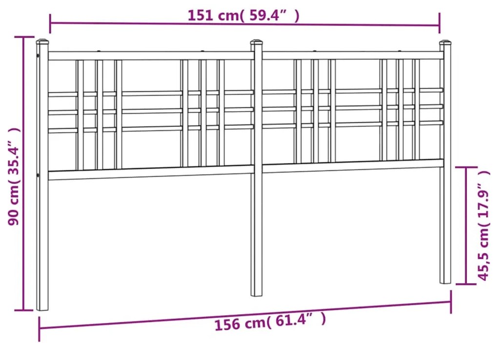 Cabeceira de cama 150 cm metal preto