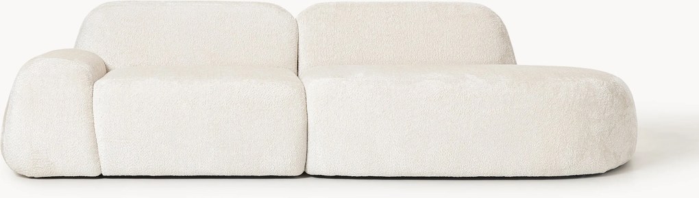Chaise longue modular em teddy-bouclé Wolke (3 lugares)