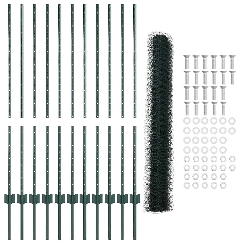 Conjunto de Cerca de Jardim Conjunto de 2 Verde Metal Grande