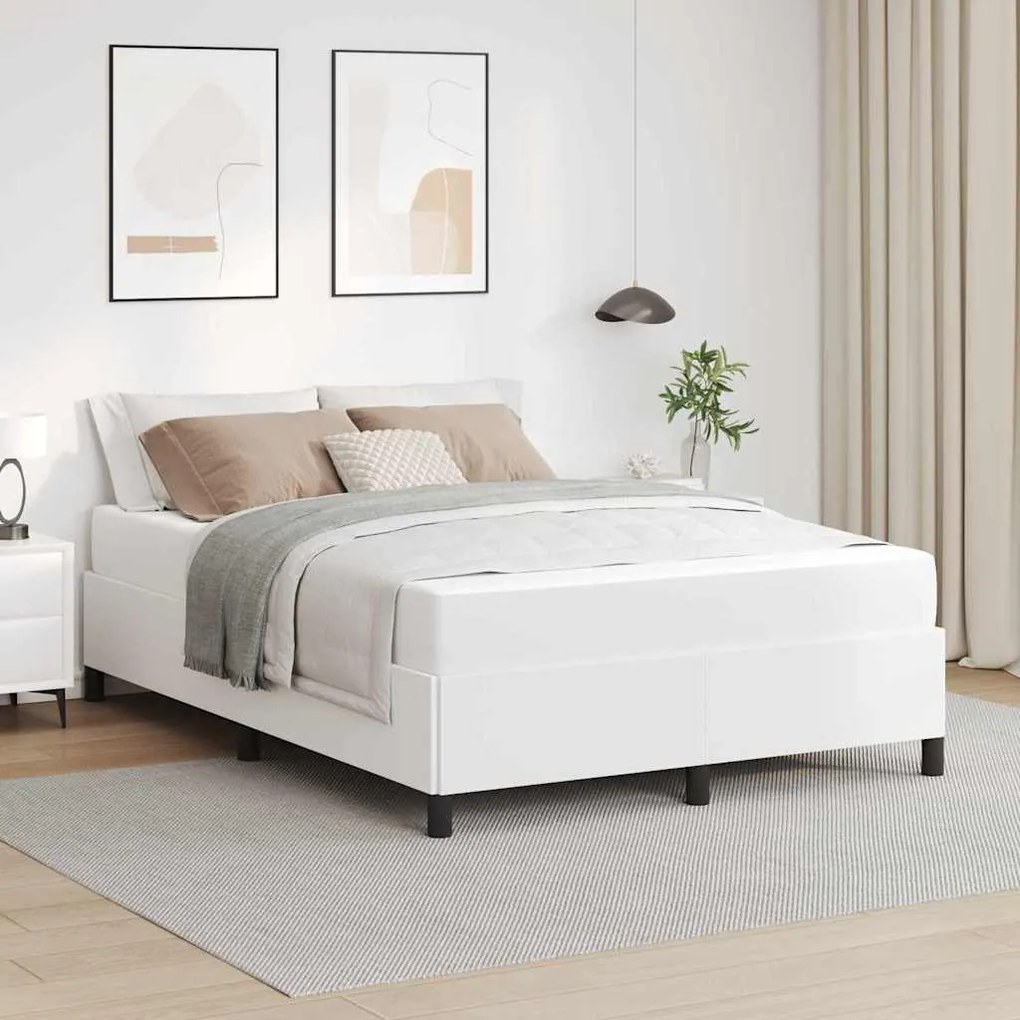 vidaXL Estrutura da Cama com colchão Branco 160 x 200 cm tecido