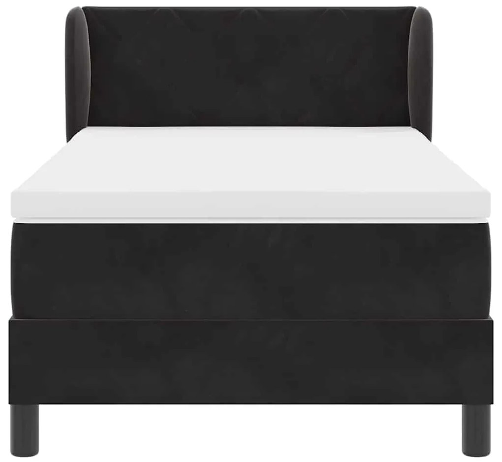 Cama Box Spring vidaXL com Colchão Preto 100x200 cm Veludo
