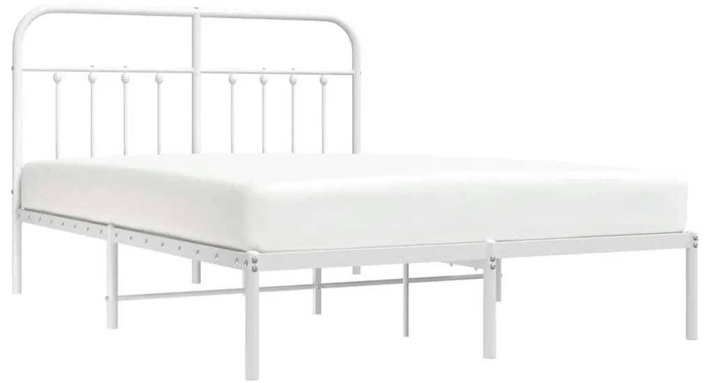 Estrutura de cama com cabeceira 150x200 cm metal branco
