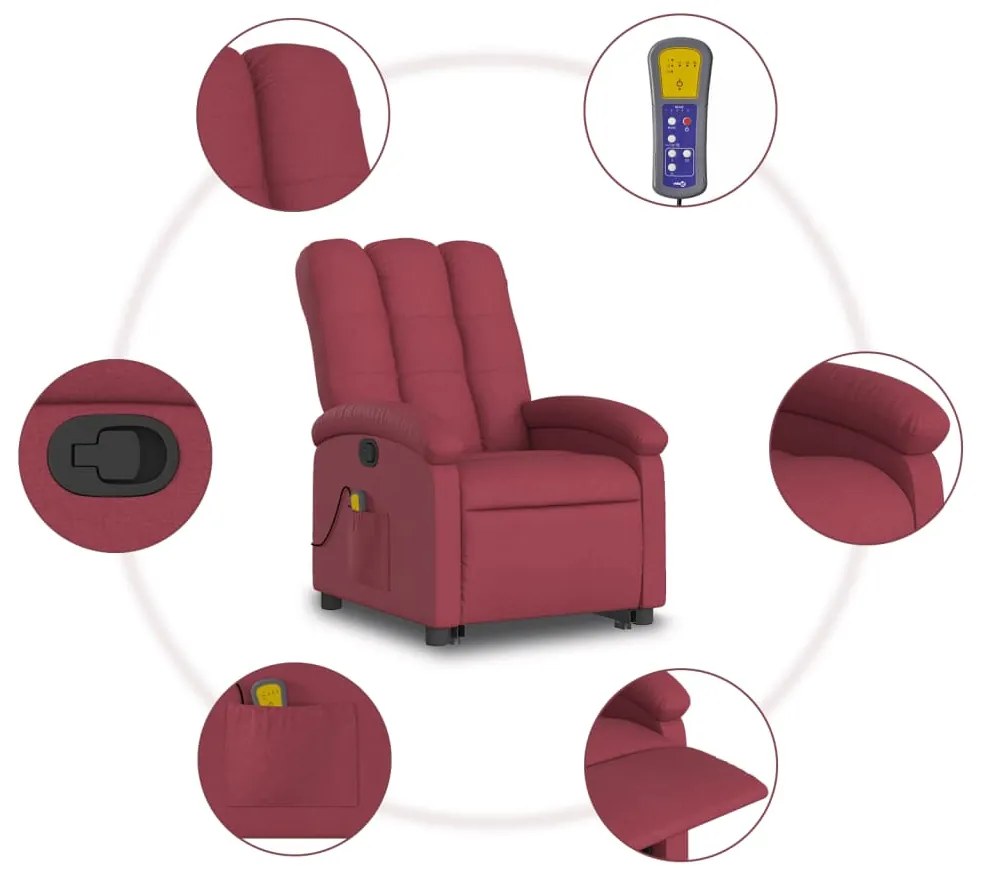 Poltrona de massagens reclin. elevatória tecido vermelho tinto