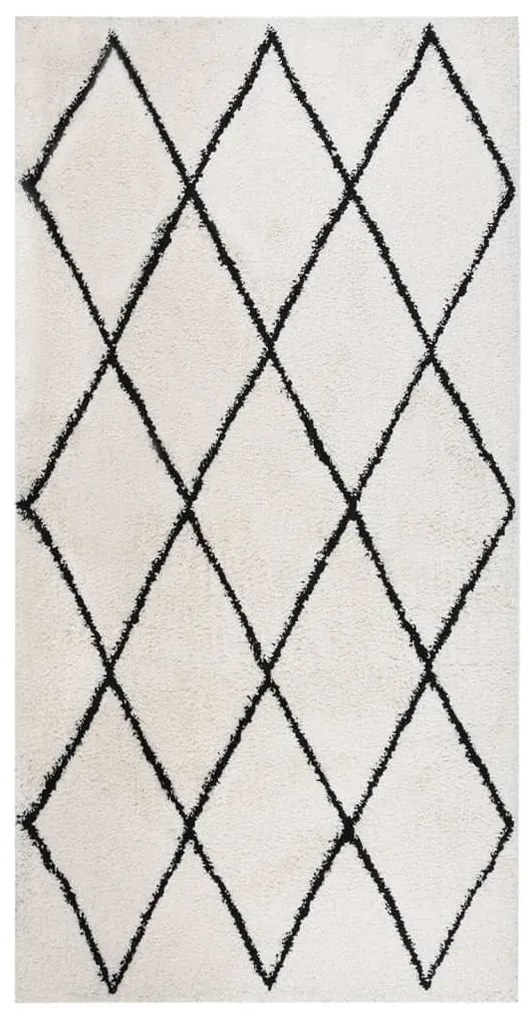 vidaXL Tapete shaggy de pelo alto 80x150 cm preto/cor creme