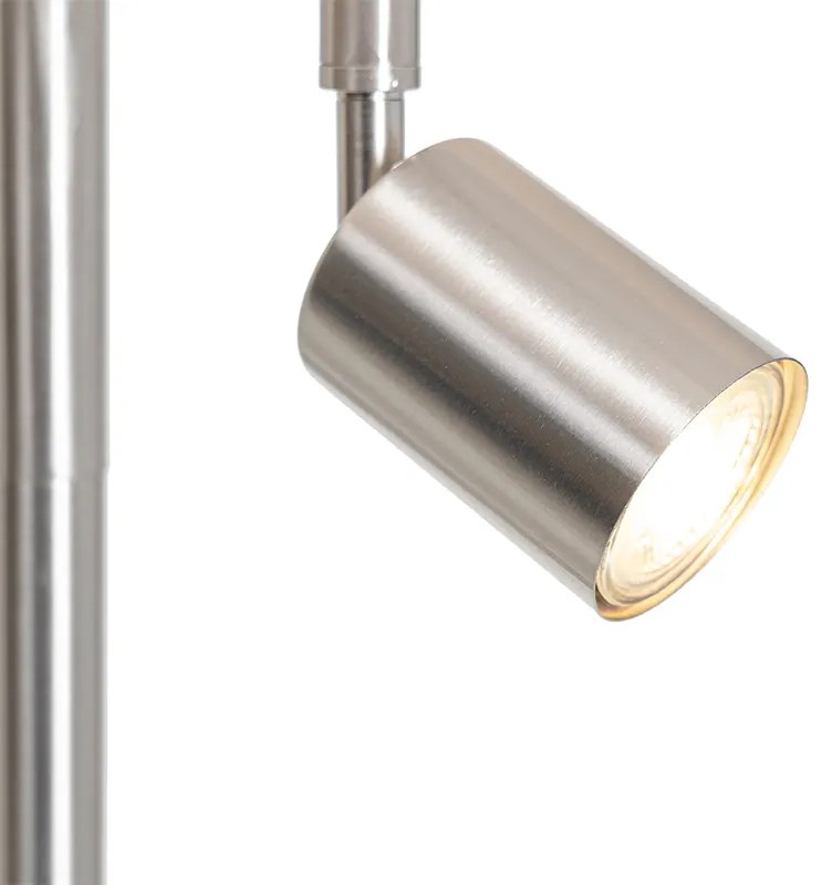 Candeeiro de pé em aço com abat-jour branco e luz de leitura - Jelena