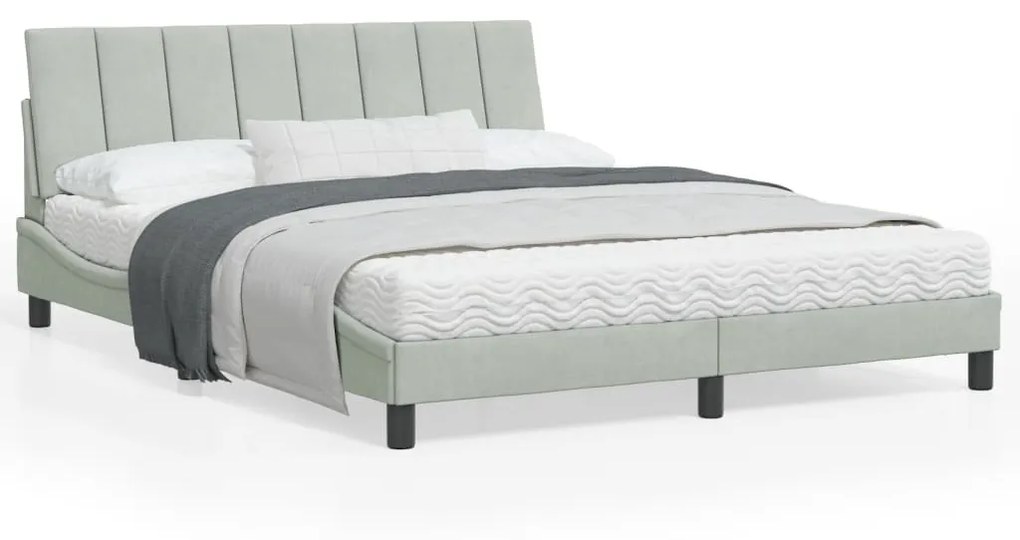 vidaXL Estrutura de cama sem colchão 160x200 cm veludo cinzento-claro