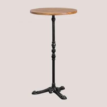 Mesa Alta De Bar Redonda Ø60 Cm Em Madeira De Acácia Azteca Madeira De Acácia - Preto - Sklum