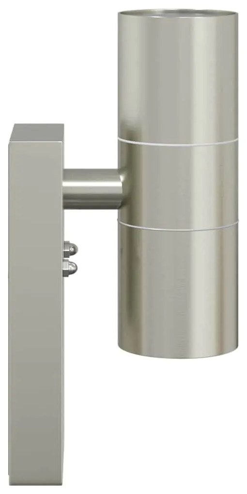 Luzes de Parede Externas 2 pcs Prateado Aço Inoxidável IP44