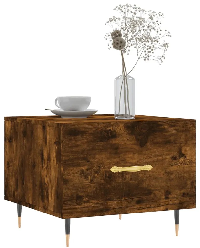 Mesa centro 2 pcs 50x50x40 cm madeira processada cor fumado