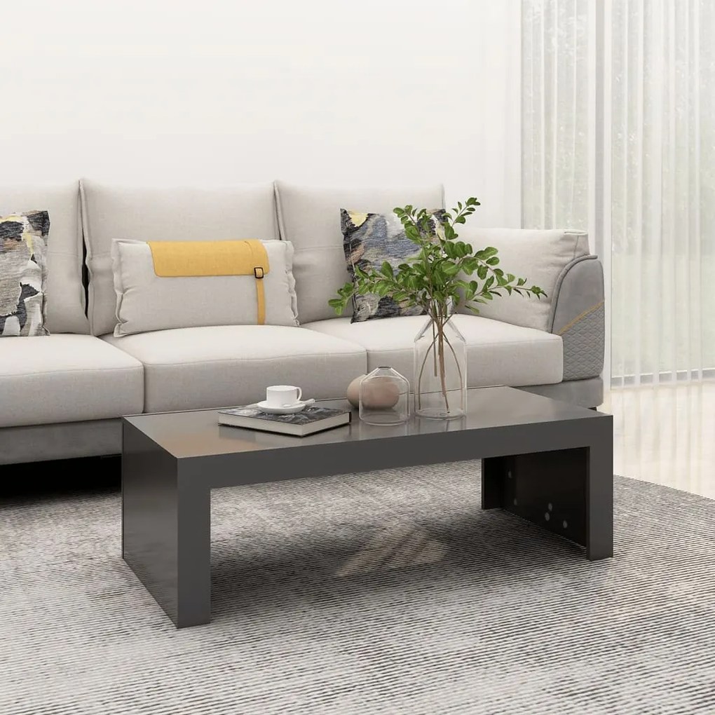 vidaXL Mesa de centro 110x50x35 cm contraplacado cinzento