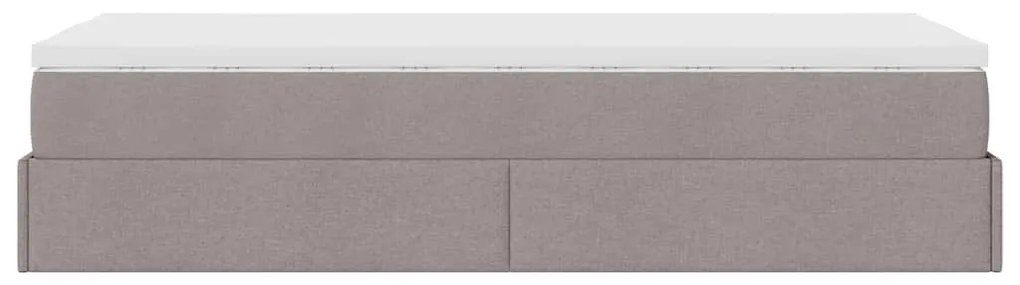 Estrutura de cama otomana com colchão tecido cinzento 100x200cm