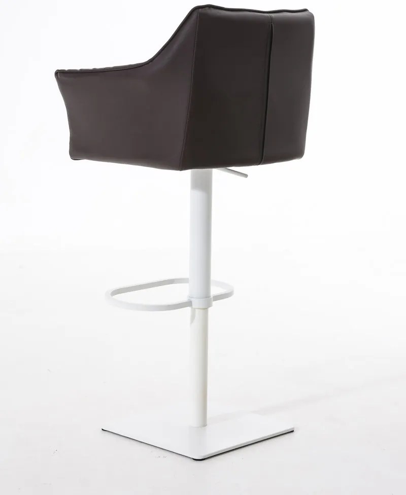 Banco de bar Damaso em couro sintético e com estrutura branca 64 x 88-113 x 45 cm Castanho