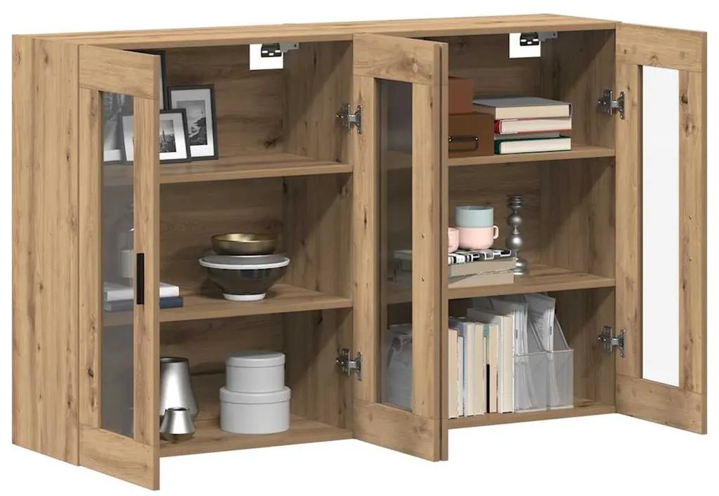Gabinetes de Parede 2 peças Carvalho Artesanal 69.5 x 34 x 90 cm em Ma