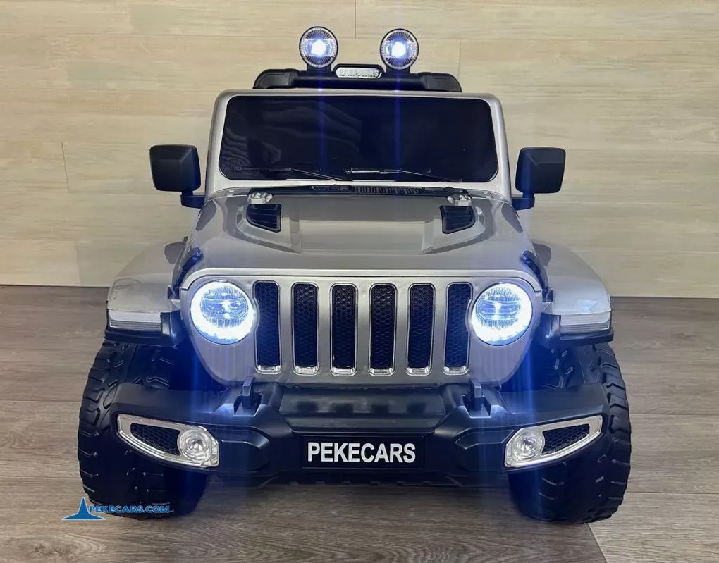 Jeep elétrico 12V 4x4 para crianças 1 a 6 anos Wrangler Rubicon Style rodas Borracha e controlo remoto cinzento Metalizado