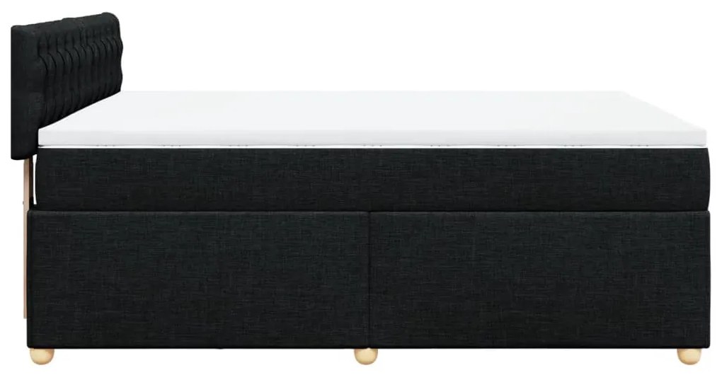 Cama com molas/colchão 160x200 cm tecido preto