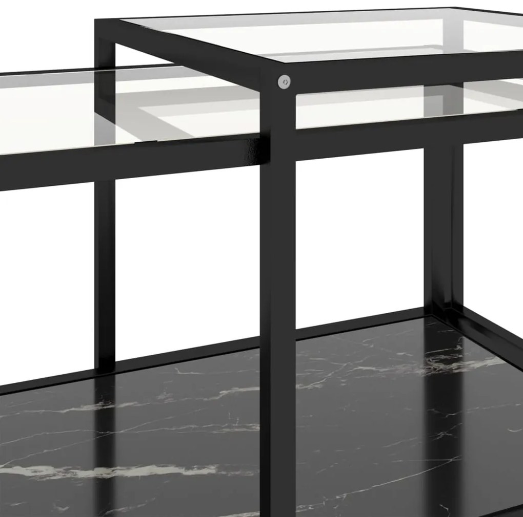 Mesas de centro 2 pcs vidro temperado preto