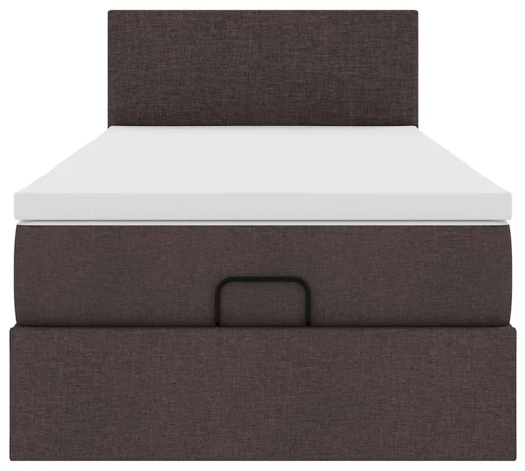 Cama otomana com colchão 100x200 cm tecido castanho escuro