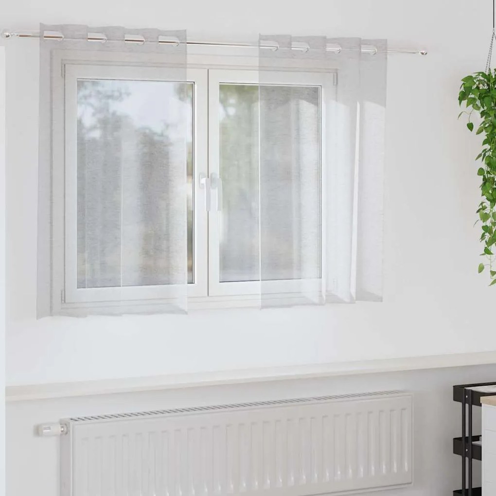 Cortinas 2 pcs Cinzento-claro 140 x 140 cm Poliéster