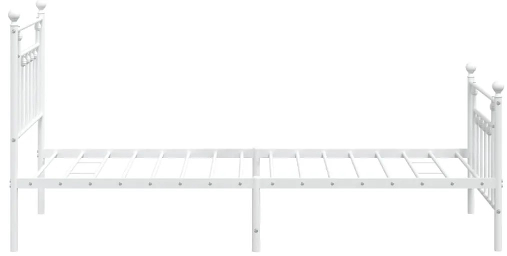 Estrutura de cama com cabeceira e pés 100x190 cm metal branco