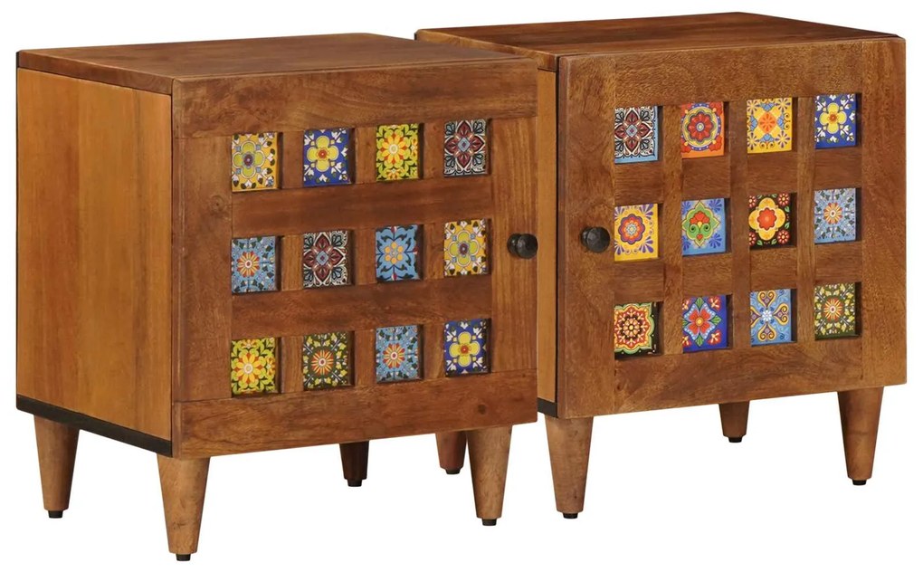 vidaXL Armário de Cabeceira 2 pcs Castanho 40 x 33 x 46 cm